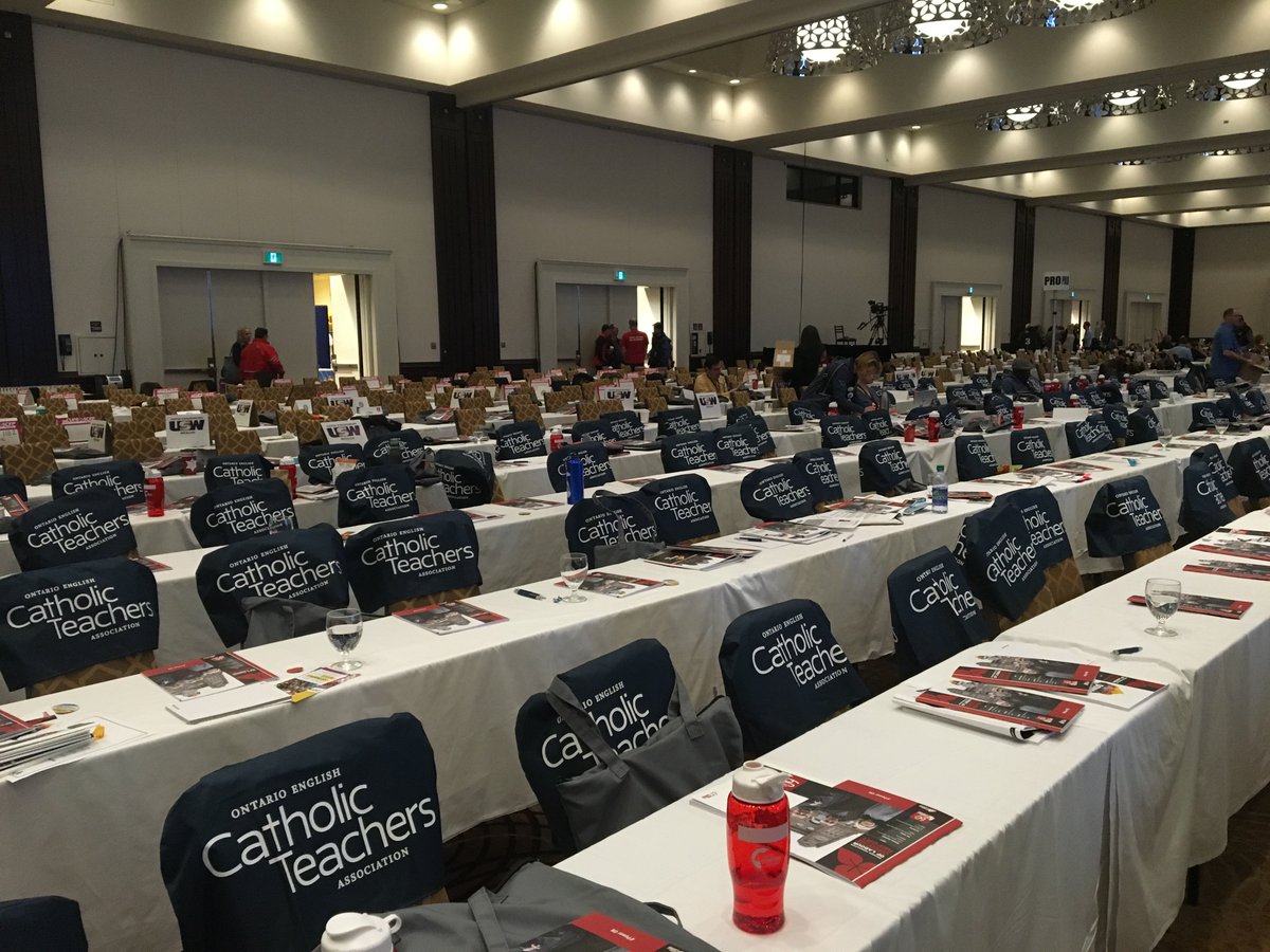 OECTAProv's tweet photo. We first started participating at the @OFLabour convention in 1997, with 20 delegates. This year, we are immensely proud to have an 111-person delegation in attendance. Thanks to all the #CatholicTeachers who are here to #PowerON! https://t.co/qsuGXLWltW