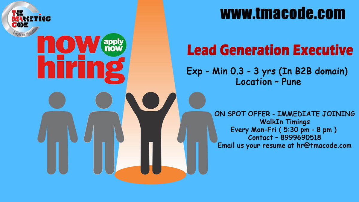 TMACode's tweet photo. WalkIn Timings - Every Mon - Fri (5:30 pm - 8 pm)
Contact Us- 8999690518
#bestjobopportunity #leadgenerationexecutive https://t.co/UTUlO0QXwG