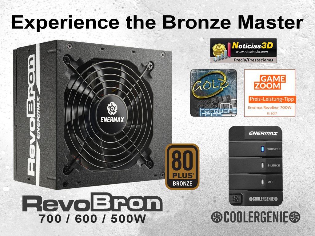 OfficialENERMAX's tweet photo. Experience the Bronze Master! #Revobron @ENERMAXGlobal
Awards from: @Noticias3Dcom @HardwareInsider @Gamezoom
Product video: https://t.co/Z3V3BS2XdK https://t.co/Y6SQP5xvbJ