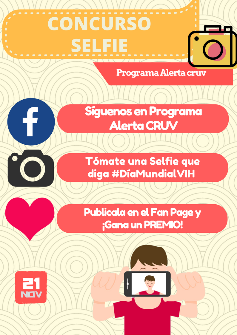 dgdeupla's tweet photo. -CONCURSO SELFIE DEL PROGRAMA ALERTA CRUV- Las 6 fotos con más "Me Gusta" se llevarán premio. La entrega se realizará este 21 de noviembre, a partir de las 10.00 horas, en la Conmemoración del Día Mundial del SIDA en el CIAE de la UV (Blanco 1931, Valparaíso). https://t.co/CoSC9dpKeW