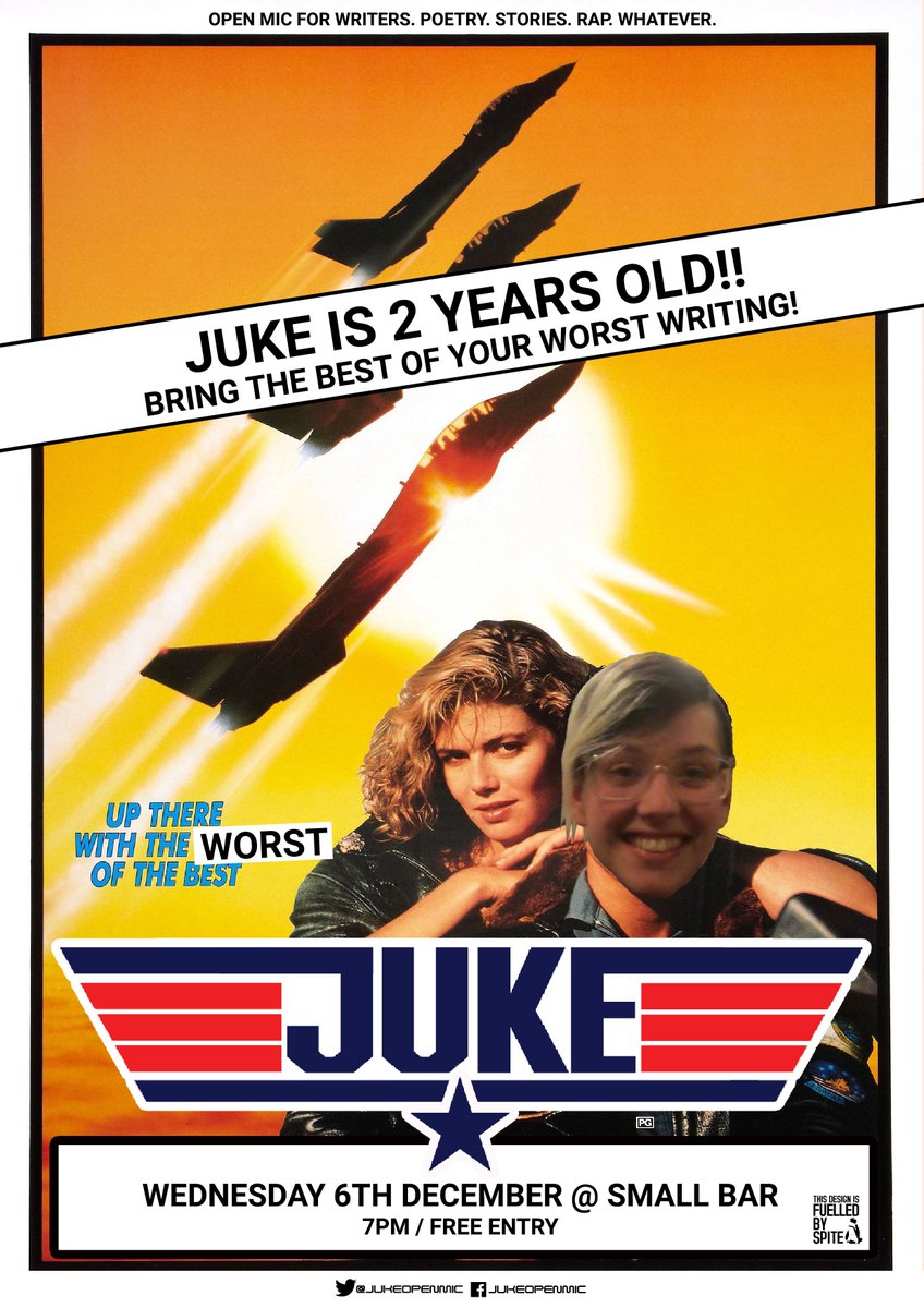 jukeopenmic's tweet photo. JUKE is 2 years old! We're having a party and sharing our best worst, worst worst, writing. Prize for the best....worst piece. Lets celebrate! https://t.co/xp7EGp8Oht