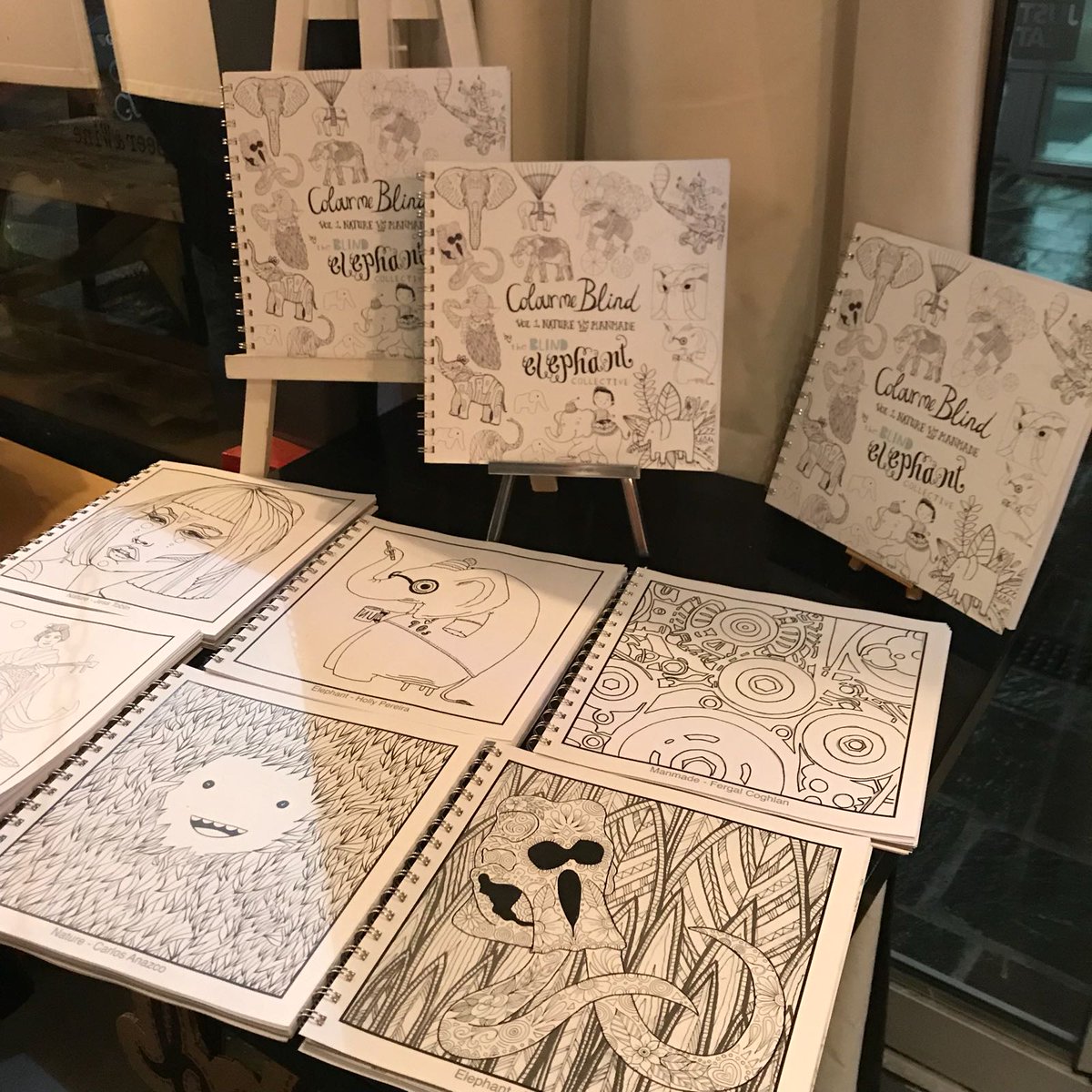 beicollective's tweet photo. Wayhey! Two Original Elephants, @JessTobinArt & @tarsilakruse at #ColourMeBlind launch. https://t.co/sPibeGotSI