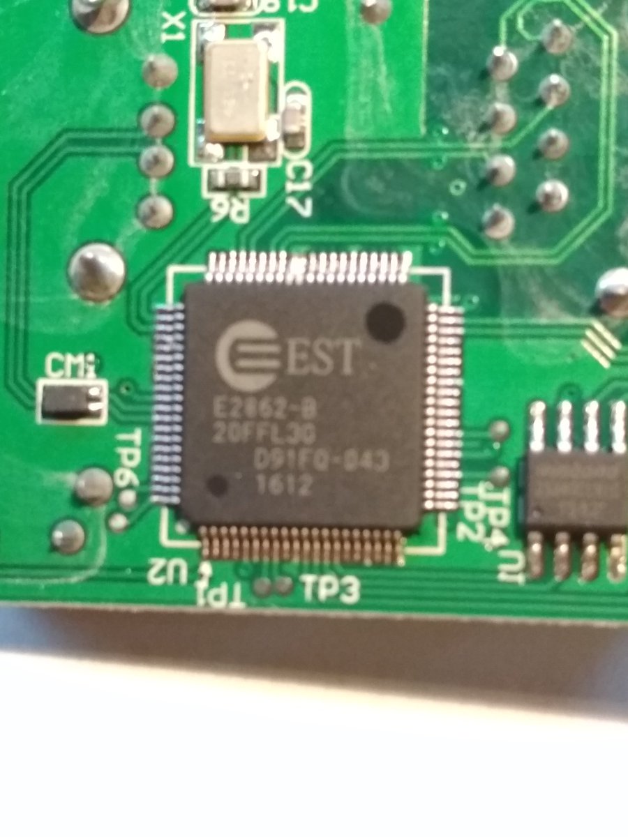Daniel_EA4FFI's tweet photo. Inside USB to Ethernet converter. EST chip ¡ASIC! https://t.co/71zrmEqRlk