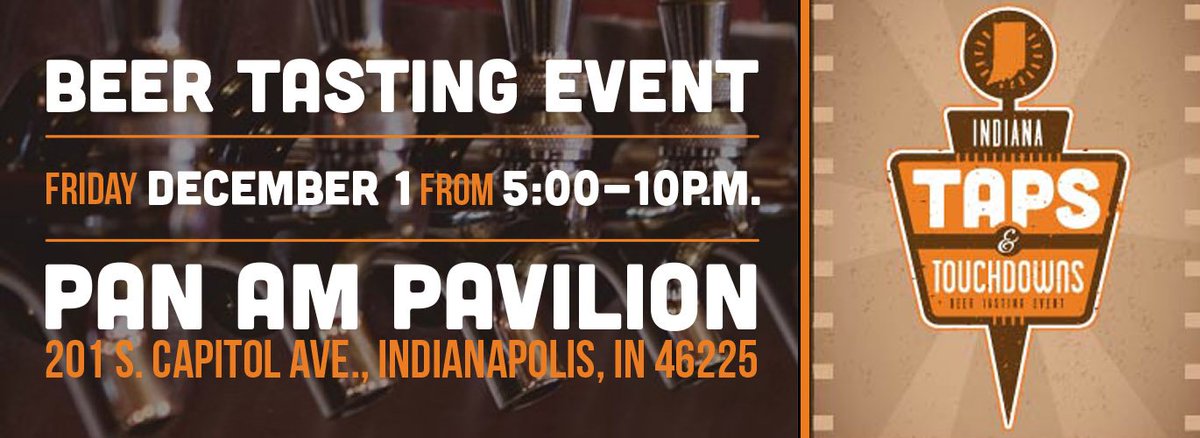 IndSportsCorp's tweet photo. We are officially less than 2 weeks out form the 4th Annual Indiana Taps & Touchdowns presented by @visitindiana. Join us on Dec. 1 for the all-you-can-taste event. Tix: https://t.co/YM2eXopnBC #IndyTaps https://t.co/4wgmBLttot
