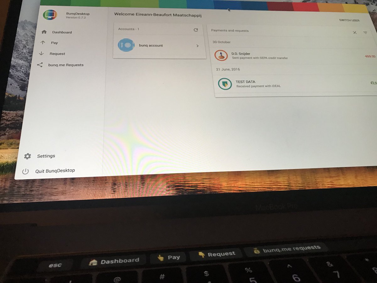 Touchbar integration😁 bunqdesktop.com  <a href="/bunq/">bunq</a>