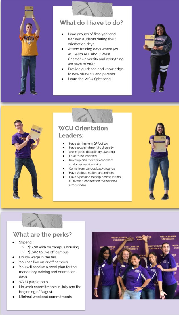 WestChesterIFC's tweet photo. Being an Orientation Leader is a great resume builder, a rewarding experience and you also get paid! 

Apply before January 26th!! https://t.co/RvP9pTfJTd