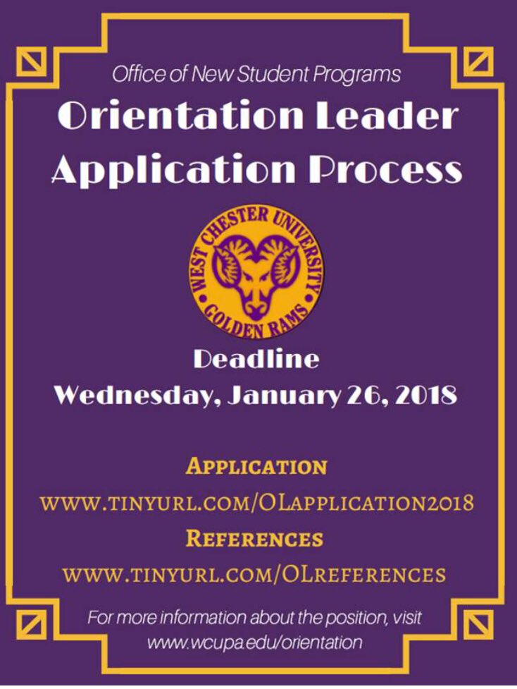WestChesterIFC's tweet photo. Being an Orientation Leader is a great resume builder, a rewarding experience and you also get paid! 

Apply before January 26th!! https://t.co/RvP9pTfJTd