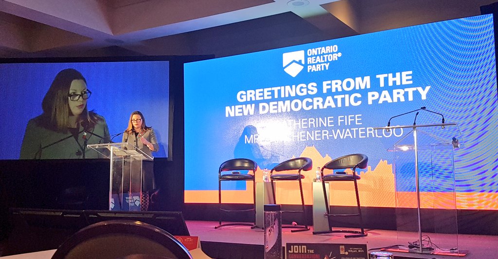 Greetings from <a href="/CFifeKW/">Catherine Fife</a> of the New Democratic Party of Ontario. #ORPC2017