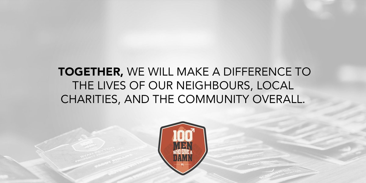 100MenNL's tweet photo. Are you interested in donating to local #charities? Show that you give a damn and help us make an impact! 
https://t.co/VXq9ZTGyqJ #100mennl https://t.co/3VDUCVve64