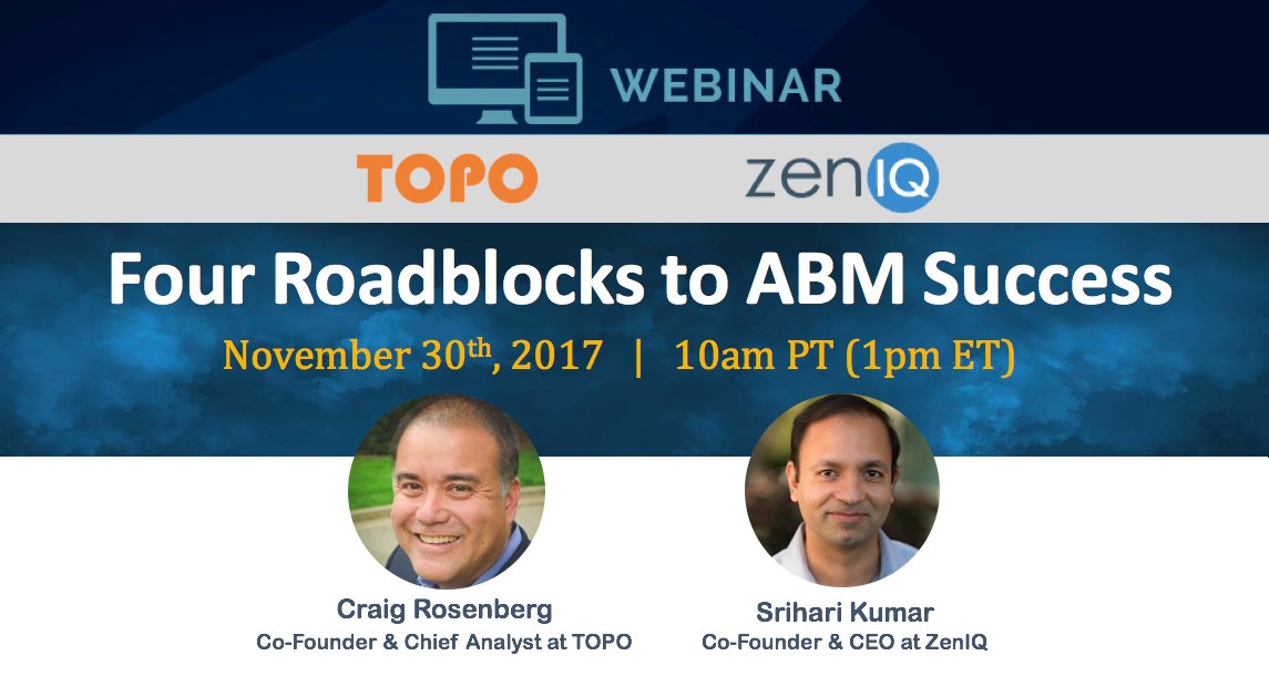 Excited to be working with <a href="/funnelholic/">Craig Rosenberg</a> / @topohq on this upcoming #ABM webinar. Register here: goo.gl/G1LSpt