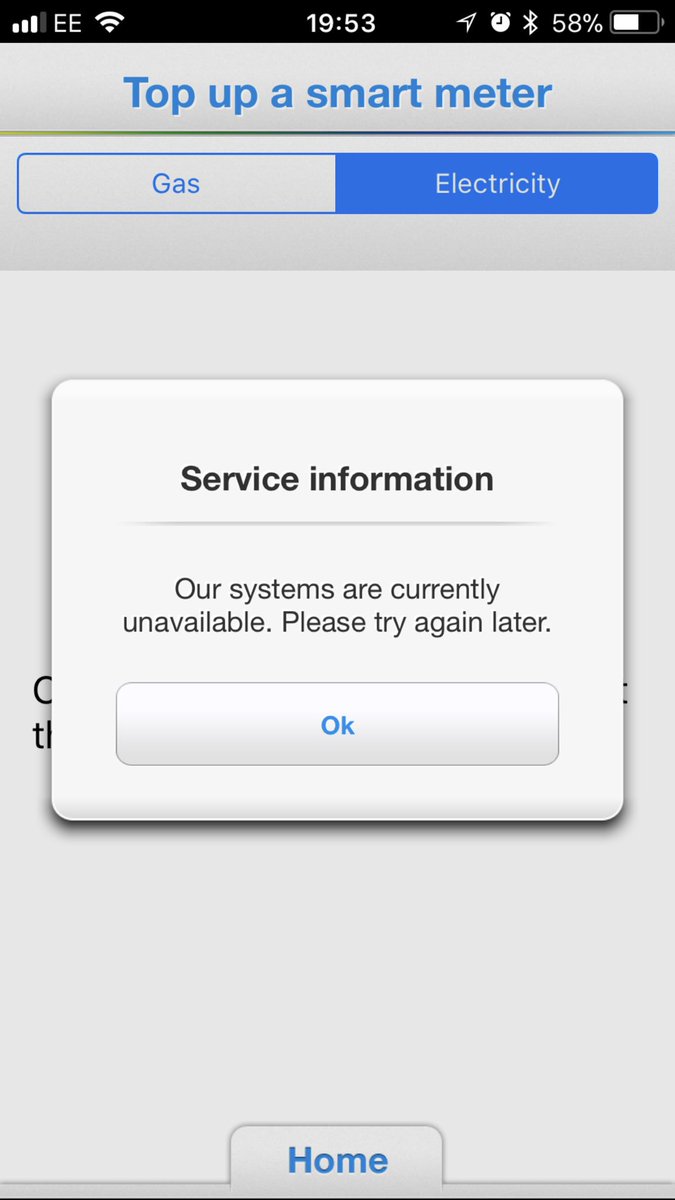 nickymc59's tweet photo. @BritishGasHelp why is the app always unavailable for top up? I always get the same error https://t.co/i4i0rQ09Ob