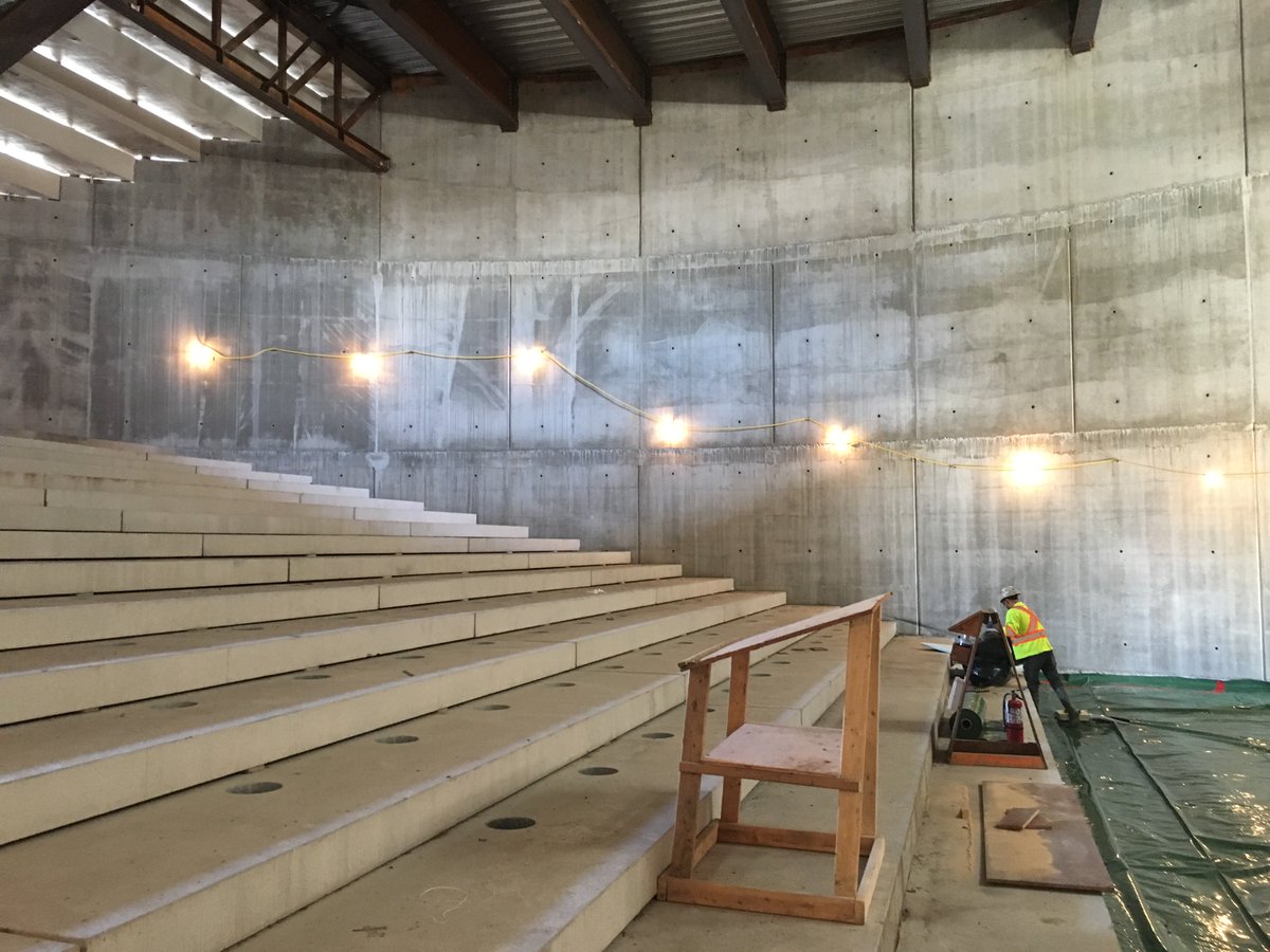 This will be the biggest auditorium on Sexton Campus with 450 seats. The holes in the precast slabs are for air exchange. #IDEAbuilding #buildHFX #DSRAarchitecture #halifax