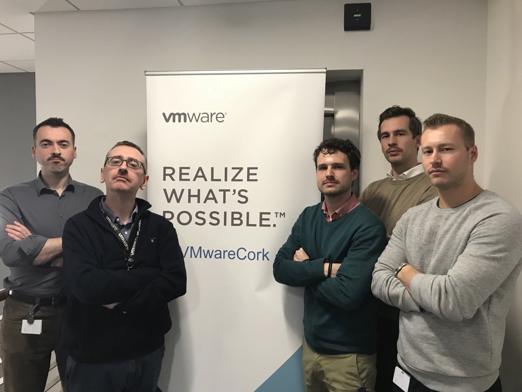 jakobyte's tweet photo. It’s that time of year again; #Movember is a team event this year in @vmwarecork with #vmwaresalesacademy dragging a few of the older guard along 😉 Please join us in supporting men’s health awareness by donating here: https://t.co/gUB4OaEgSI https://t.co/jw7o0AdetV