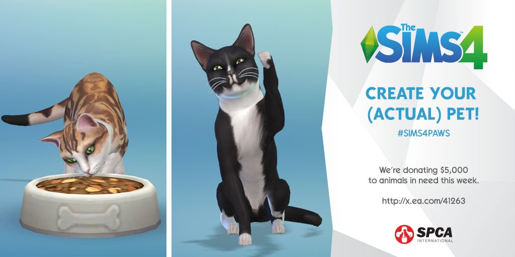 TheSims's tweet image. 🐾WEEK 2🐾 Create your (actual) cat or dog and upload your creation to the Gallery! Learn more: bit.ly/2hEklKr #Sims4Paws #SPCAI