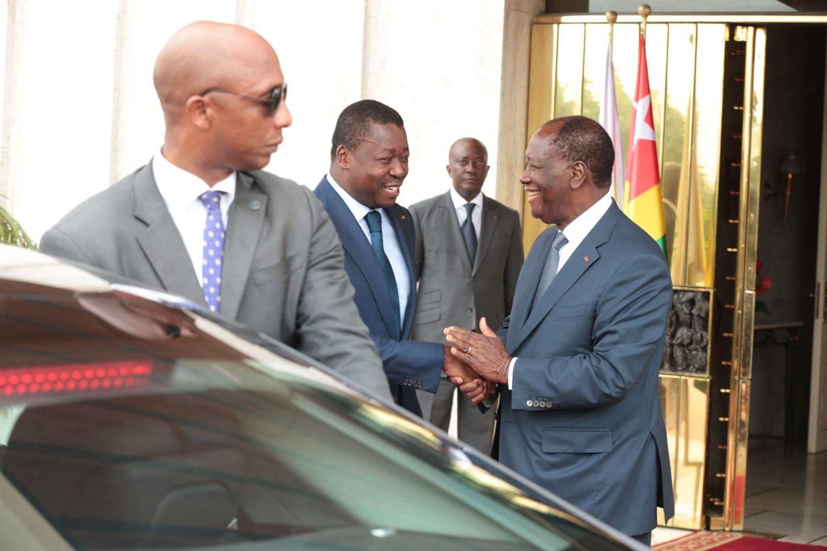 Presidenceci's tweet photo. Le Pdt togolais s'est réjoui d'avoir bénéficié des conseils du Pdt OUATTARA sur la situation socio-politique au #Togo et en #Guinée_Bissau https://t.co/E6wiLhdNZk