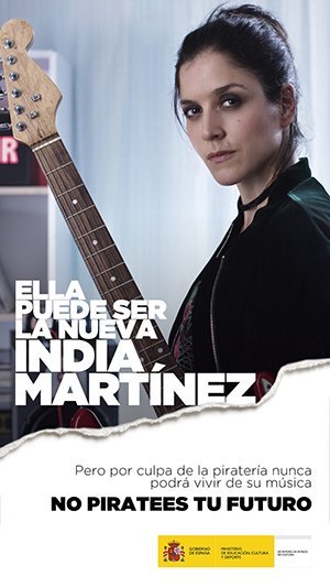 leervidasextra's tweet photo. La cantante @IndiaMartinez colabora con esta campaña del #Ministerio de Educación, Cultura y Deporte #Nopirateestufuturo. Echa un vistazo al video y comprende la importancia de no piratear música para las personas que viven de ella. https://t.co/CXz5jPgPRq #vidasextra https://t.co/iwtW8ju8EF