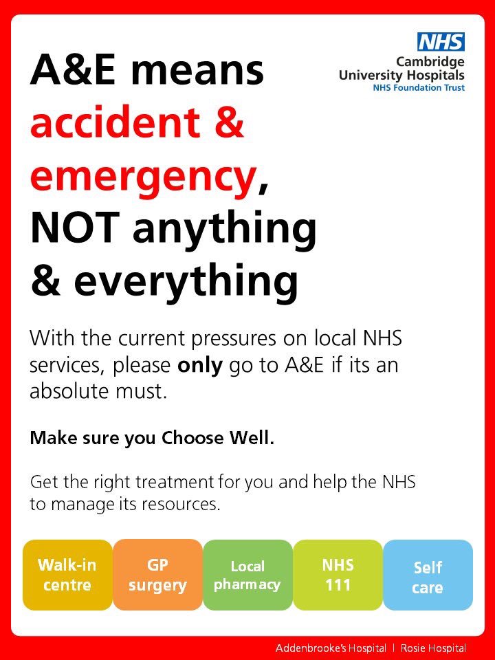 CUH_NHS's tweet photo. We’re currently extremely busy in our A&amp;E. Please remember that A&amp;E is only for emergencies or life threatening conditions #HelpCUH https://t.co/Mlus58tj3q