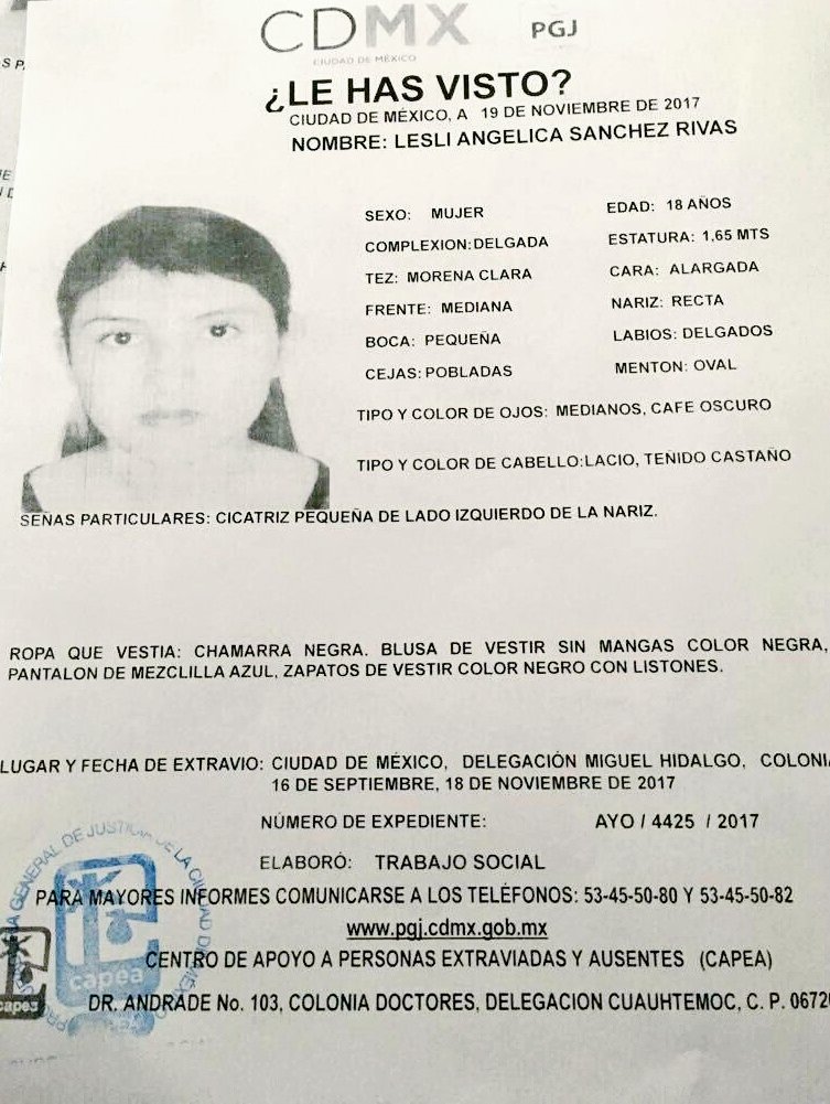 elconsejomx's tweet photo. 📌 Solicitamos su ayuda para localizar a LESLI ANGELICA SANCHEZ RIVAS de 18 años de edad. Llámanos al 5533-5533, del interior de la república al *5533, las 24/7 👉🏻 RT https://t.co/16A6oLvZak