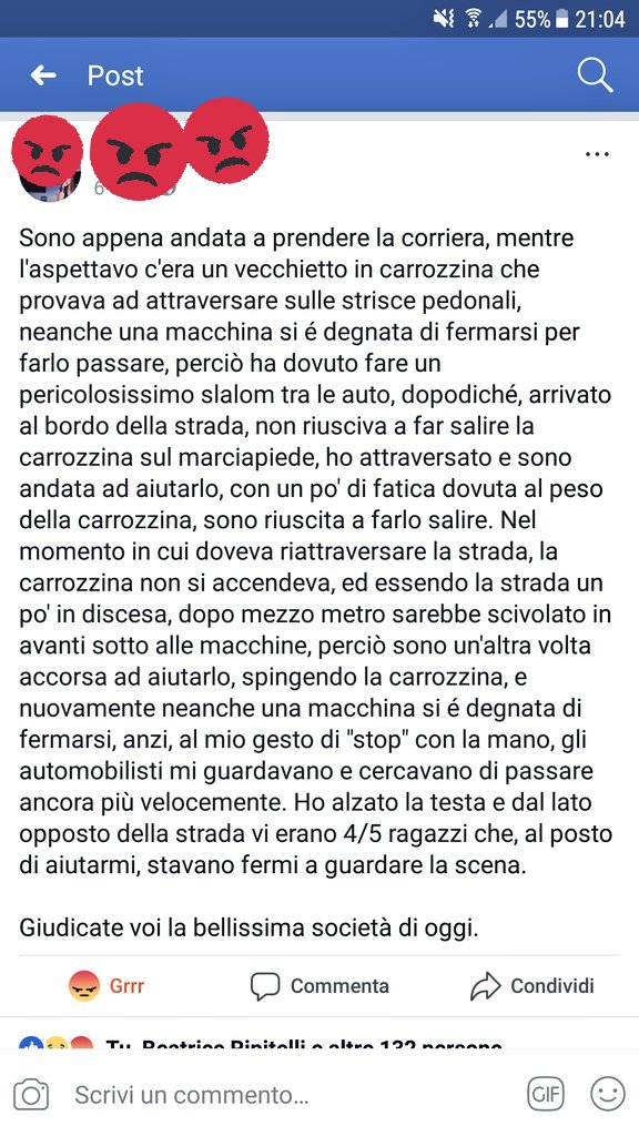 posso_o_no's tweet photo. Questo è successo oggi ad una mia amica. Io vorrei che ciò facesse riflettere perchè ciò non può passare in osservato. 😠 Non esistono parole per esprime atteggiamenti così menefreghisti e CATTIVI. 

#rt https://t.co/WpaBW6bWlC
