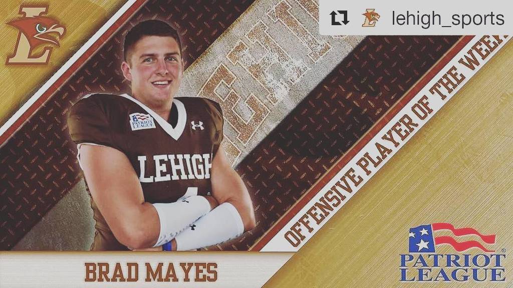 1alec's tweet photo. #Repost @lehigh_sports (@get_repost)
・・・
#Rivalry153 MVP - ☑️ Leading Lehigh into playoffs -☑️ Patriot League Offensive Player of the Week☑️. Congrats to Lehigh Football’s Brad Mayes! 🏈🏆💍 https://t.co/sF0EM3WLdf https://t.co/dUBhSD1xvP