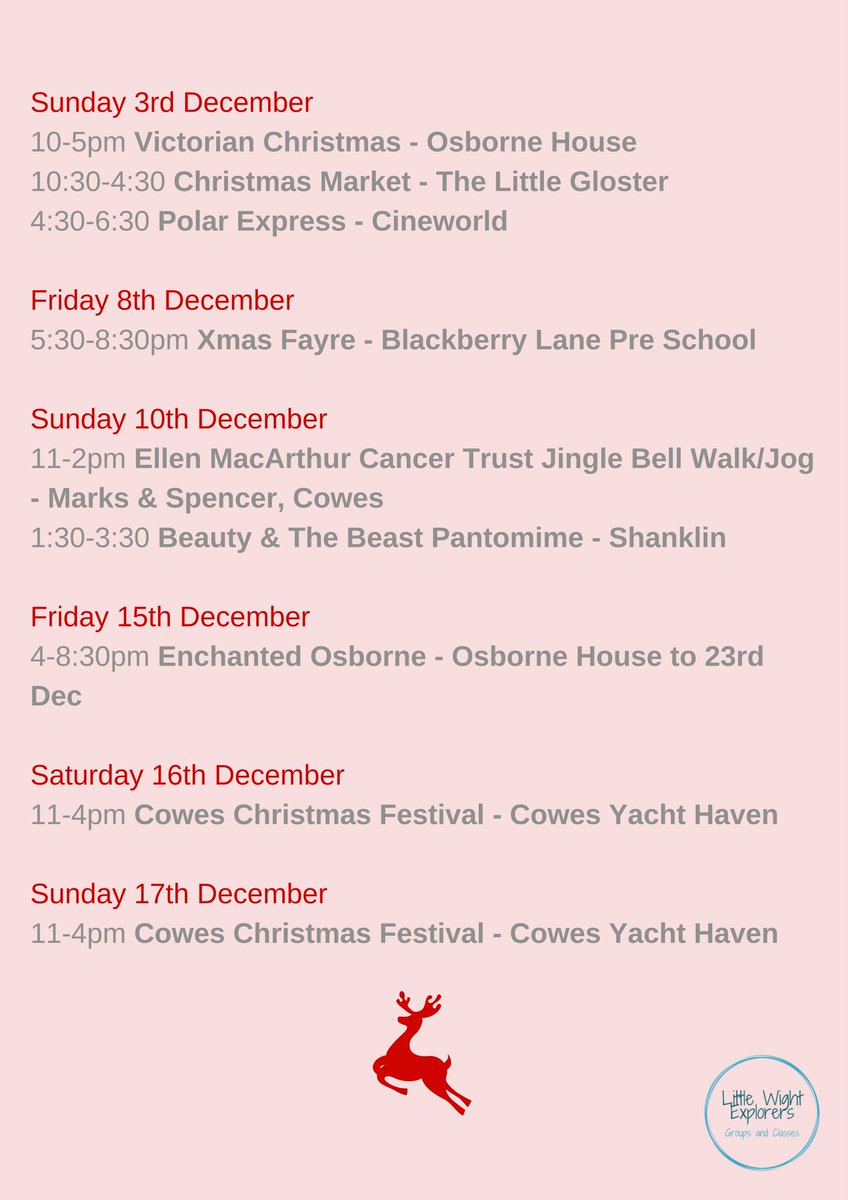 What's #Christmas events are happening on the #IsleofWight over the next few weeks...check out this list! <a href="/VisitIOW/">Visit Isle Of Wight</a> lots going on! @EHOsborneHouse <a href="/ilovewight/">I Love Wight</a> <a href="/ArretonBarns/">Arreton Barns</a> <a href="/TheGarlicFarm/">The Garlic Farm</a>