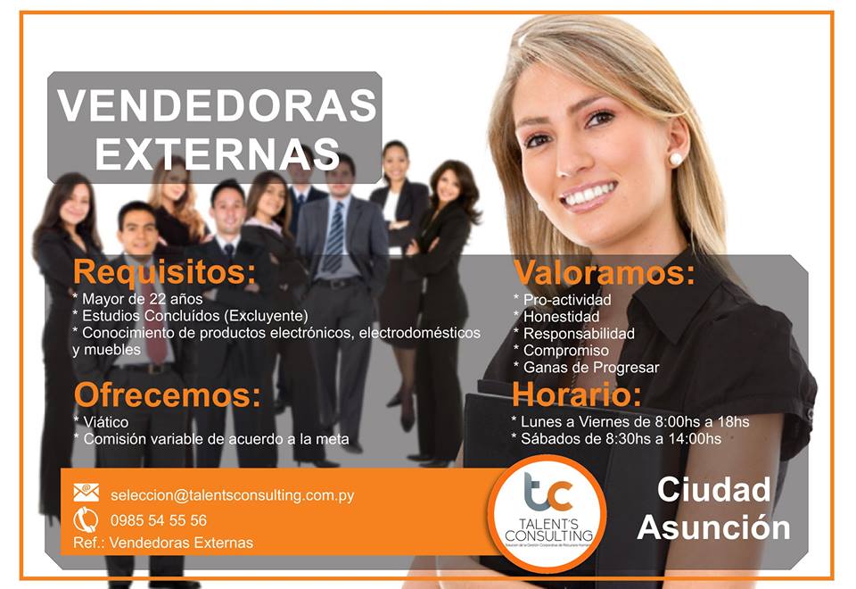 TC_ConsultoraPY's tweet photo. SEGUIMOS SELECCIONANDO: Empresa líder en su rubro
Vendedores externos para Zona Asunción.
Edad: Desde los 18 años
Sexo: Indistinto
Ganas de trabajar y crecer!
Envianos tu cv a joaquin.iezzi@talentsconsulting.com.py
@BolsaTrabajoPy @JobsinParaguay @Empleo_Paraguay @RRHH_PY https://t.co/JlqdlF9Tcc