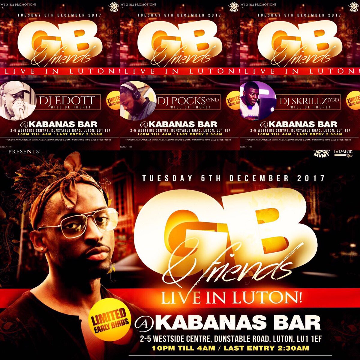 swaggaGdp's tweet photo. Your entertains on the night: 🎧🎤  @DJSkrillzYBE  @PocksYNL  @Djedottuk  + Special set from guest DJ 🔥  #GBLiveInLuton https://t.co/gS9yOn6MXW