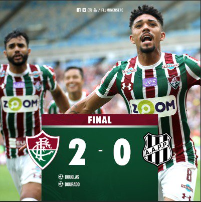 FluminenseFC's tweet photo. Fim de jogo. Fluminense domina a partida e bate a Ponte Preta no Maracanã! #FLUxPON https://t.co/UoAt7QbWcy