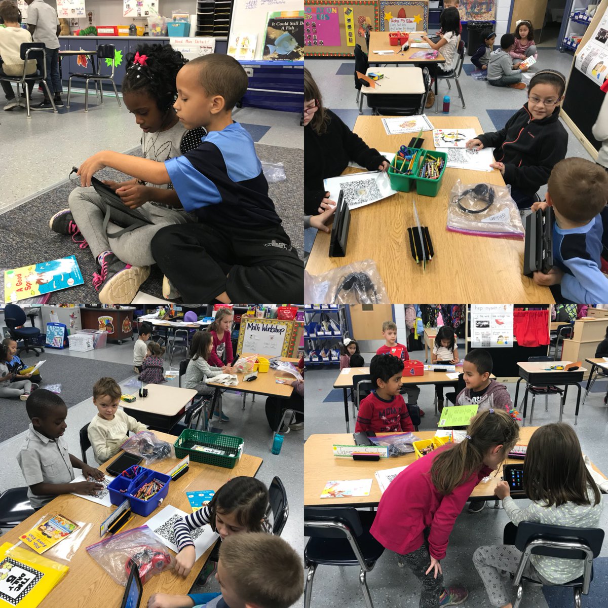 Loverdes1stGr's tweet photo. We taught our kindergarten friends how to use a QR code reader application to read our audiobooks! @d59frost https://t.co/7eaelKeYhw