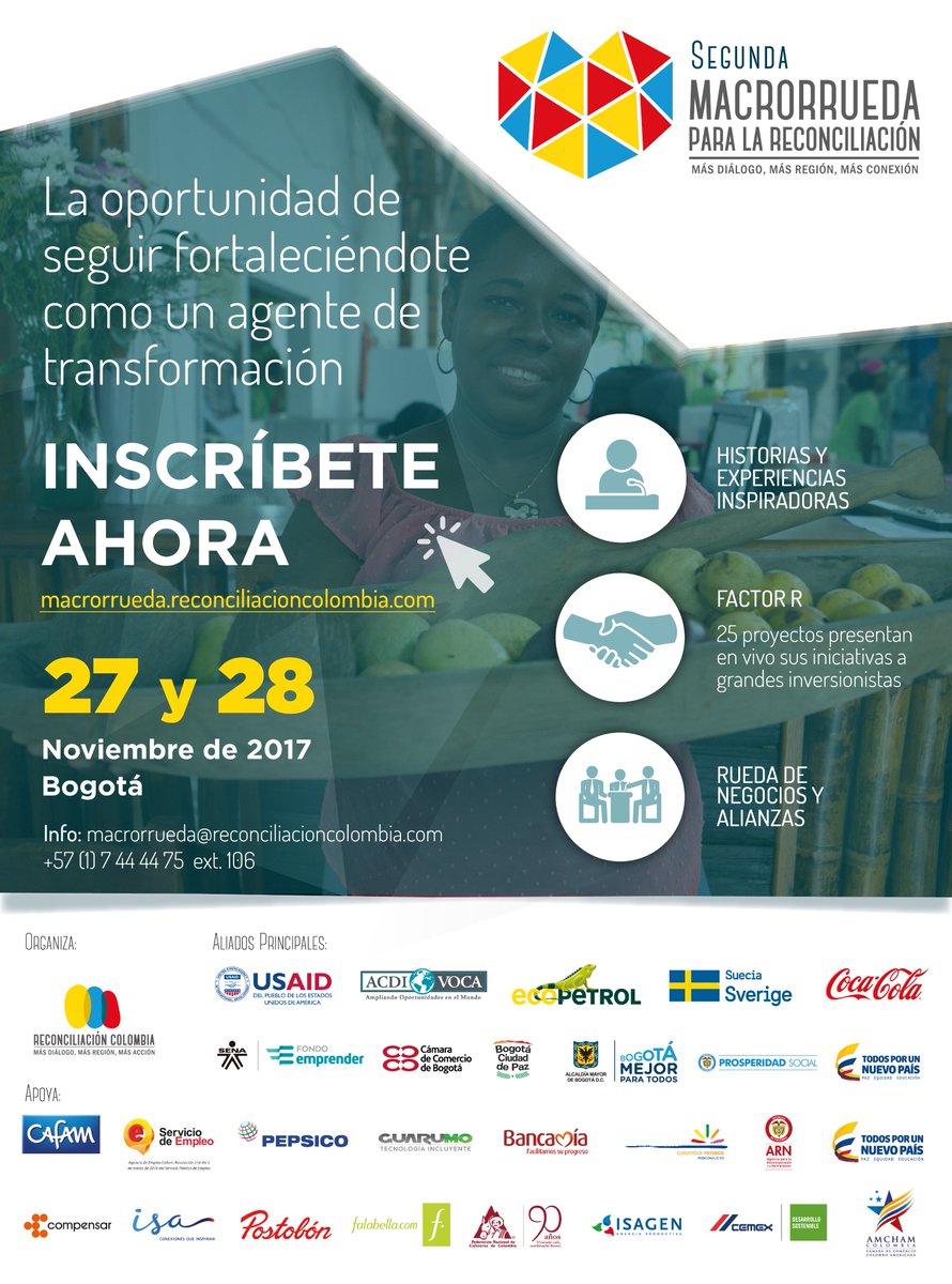 SENAComunica's tweet photo. #ConexiónTransformadora Grandes líderes del mercado estarán ampliando su cadena de proveedores con productos reconciliadores en la #MacroR de @ReconciliaCol . Inscríbete aquí. 👉 https://t.co/QyC2tGzfd9 https://t.co/6tbW8vFQlr