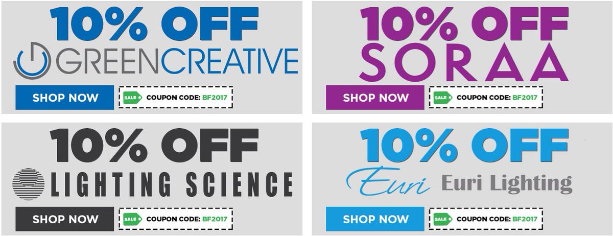 1000Bulbs's tweet photo. We've discounted 4 of our hottest brands. Use the code BF2017 to save 10% of our best sellers. #blackfriday #lightingmadeeasy
https://t.co/DIKGABP6N3 https://t.co/1WuDCpGHoL