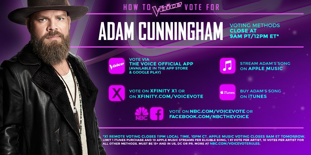 adam_cunningham's tweet photo. VOTE VOTE VOTE!!!! #thevoice #teamadam #teamadamcunningham #thevoicelives https://t.co/RF0HnJfr39