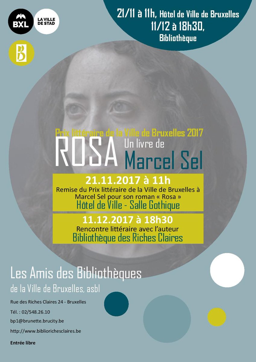 OnlitEditions's tweet photo. Ce mardi à 11h, @marcelsel reçoit le Prix des Bibliothèques de la @VilleBruxelles @CityBrussels à l'Hôtel de Ville pour son roman #Rosa. #Bienvenue https://t.co/iiUnuT00mU