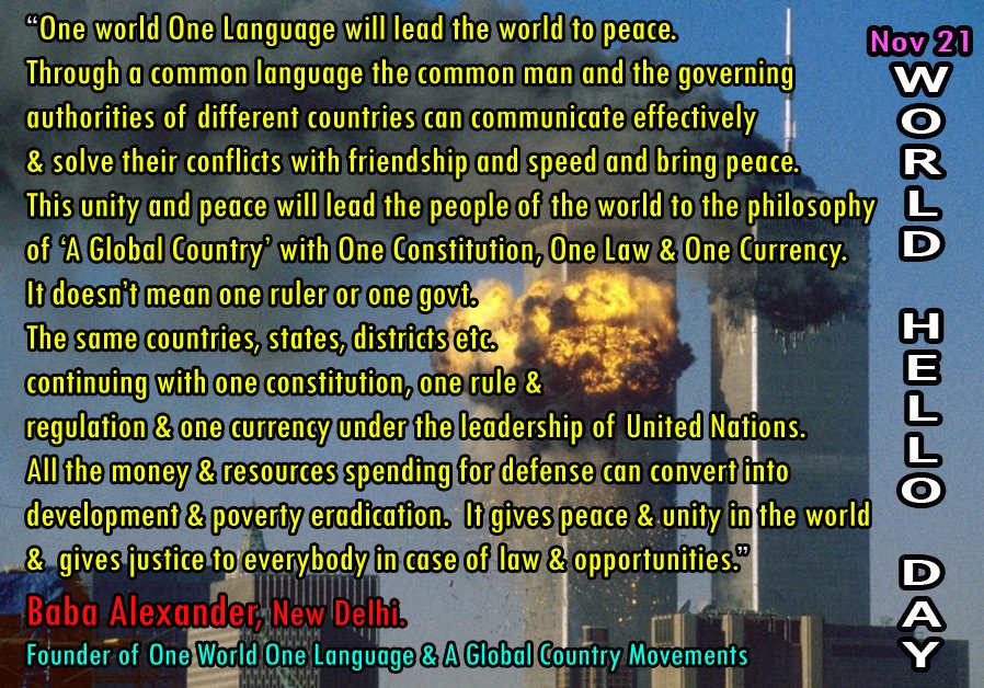 babaalexanderon's tweet photo. World Hello Day on Nov21
#WorldHelloDay #GlobalHelloDay #UniversalHelloDay #InternationalHelloDay #HelloDay #Hello #HelloHello #SayHello #Greet #TenHello #10Hello
#communication #YomKippurWar #WorldCommunication #BabaAlexander #GlobalCitizen #GlobalPeace #GlobalCountry #SingleLaw https://t.co/5WaHSzy8c2