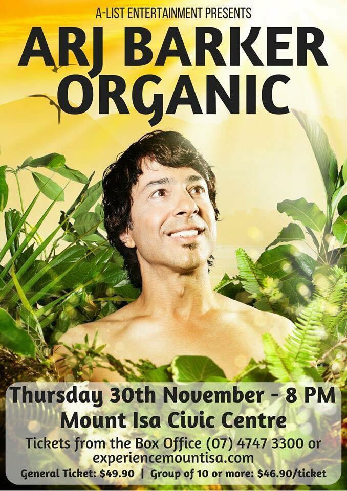 MIETV1's tweet photo. Have you got your tickets?? #arjbarker 30 Nov #civiccentre #mountisa https://t.co/Dts2b99bRi