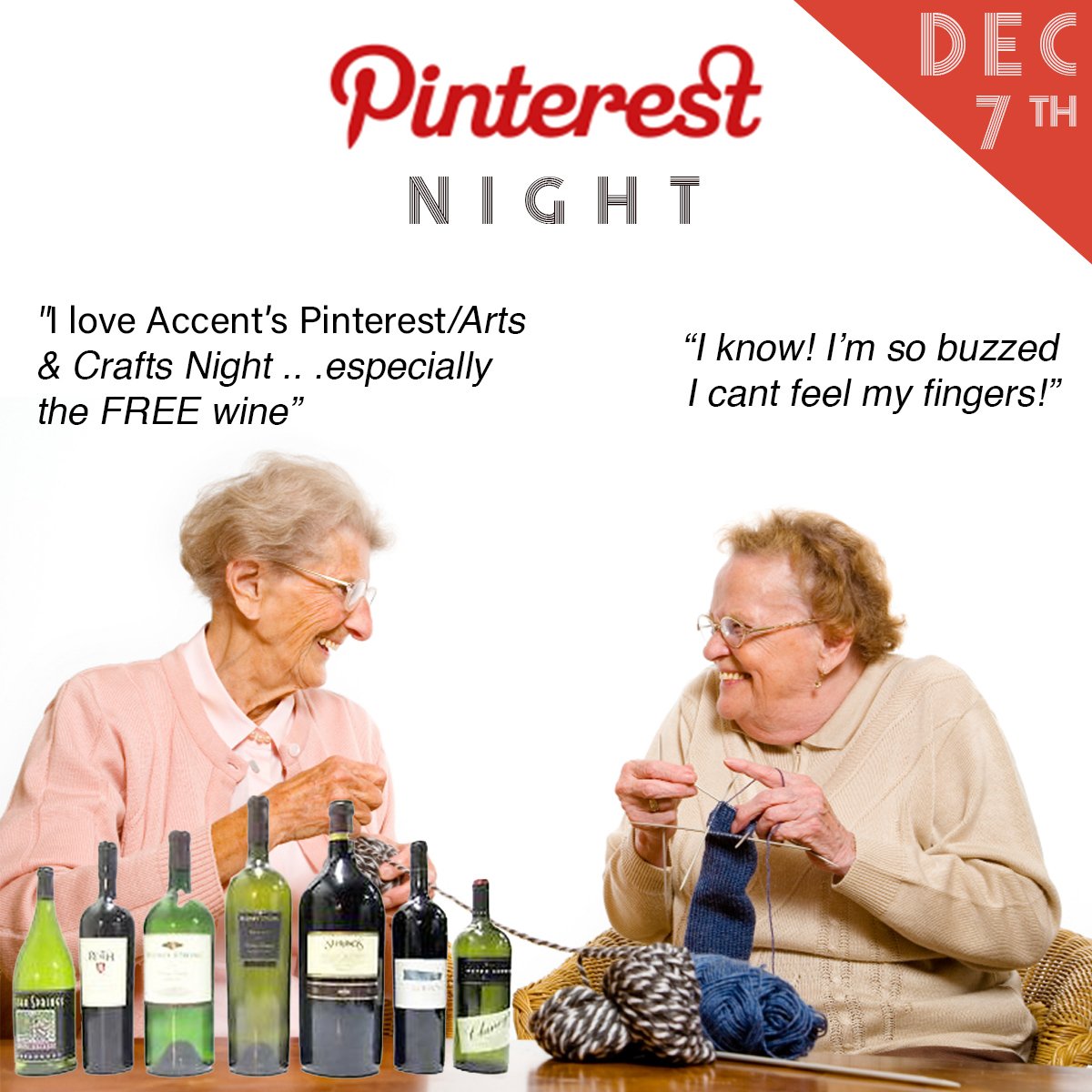 AccentBellevue's tweet photo. We're doing @AccentBellevue's first ever @Pinterest 'Arts &amp; Crafts Night' Dec 7th at 6:30PM! FREE wine &amp; finger foods, friends &amp; more! Bring your latest project &amp; join us! https://t.co/ZOSXCH06a8