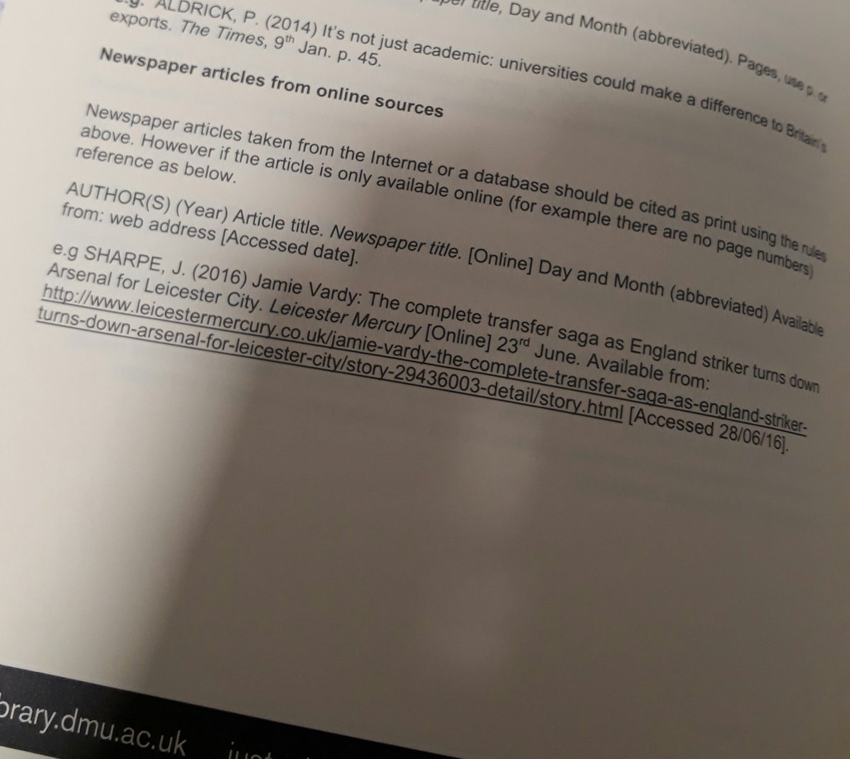 LeicesterWalls's tweet photo. Absolutely LOVING how the person who wrote the official #DMU Harvard Referencing Guide snuck this in there. #LCFC #Leicester #BlueArmy #HavinAParty https://t.co/mz5lzvoFkE