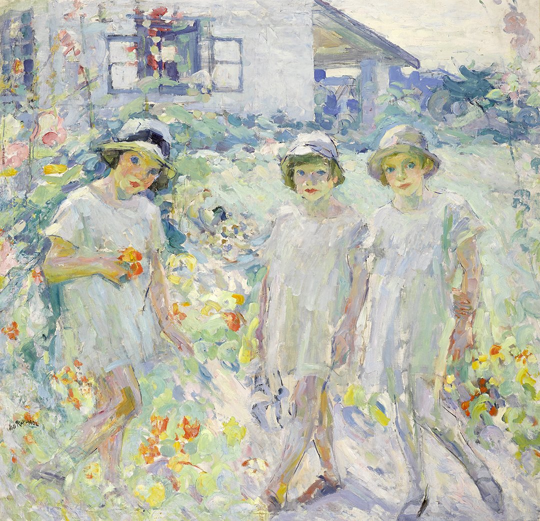bonhams1793's tweet photo. California and Western Paintings and Sculpture is this evening in #LosAngeles (simulcast to #SF) at 6pm - there's still time to explore the catalog: https://t.co/NrHTssHEyy. Shown here is #JosephRaphael's 'Children of the Artist', lot 31. https://t.co/JbwVN51Hlv