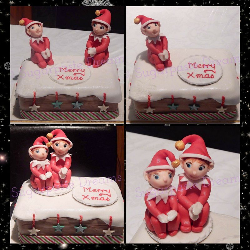 Hand-modelled #ElfOnAShelf.
Available as 2 elves sat either end of the 'shelf', as 2 sat together or as a single elf.
Or sat on cake card to use as part of an 'elf task' - make a cake w/ your child &amp; sit the elf(s) on top before transferring back onto your ordered cake.
#Dorset
