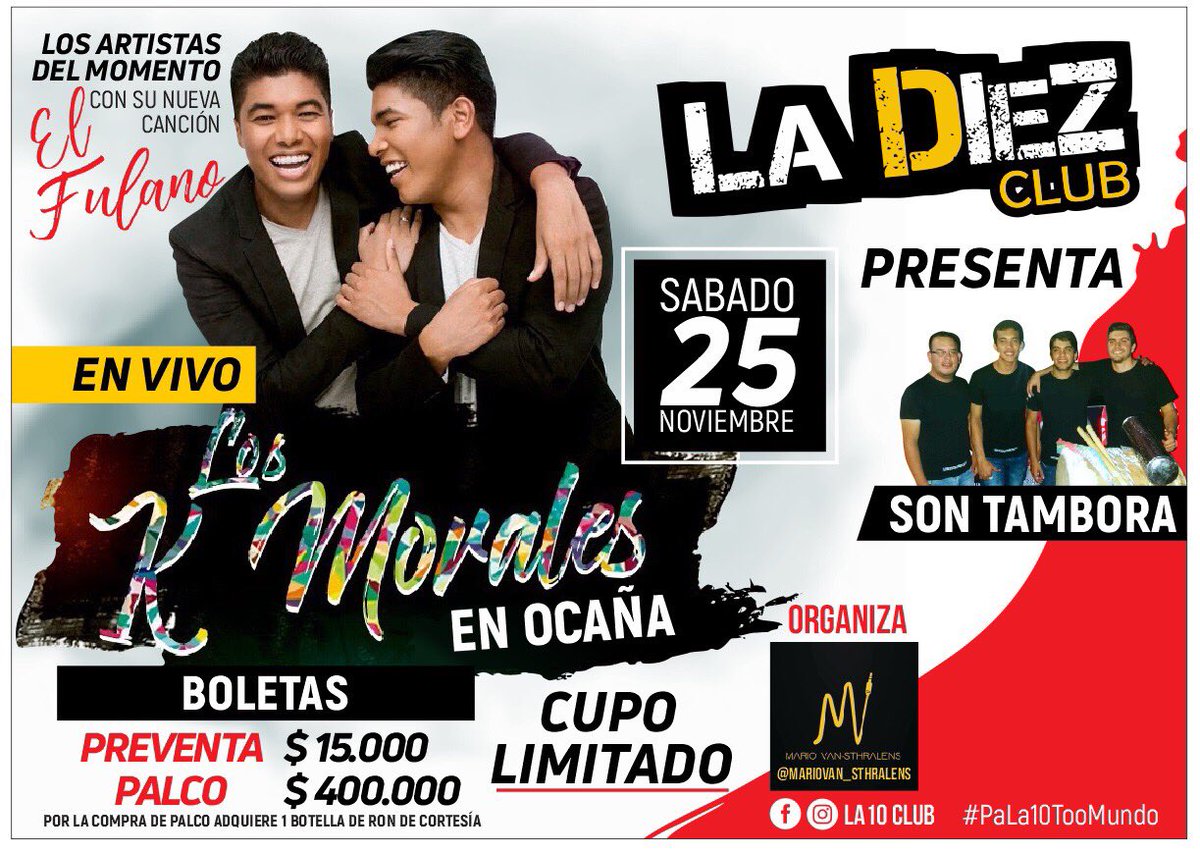 📍OCAÑA (La Diez)
📆 25 de NOV (Sábado)
<a href="/LosKMorales/">Los K Morales</a> #ElFulanoTour
Org: <a href="/MarioVanSthraln/">MARIO VAN-STHRALENS</a>
¡NO TE LO VAYAS A PERDER!