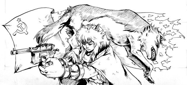 AtaraxiaStudio's tweet photo. #WIP of a banner for our #webcomic #manga #WolfofLeningrad! https://t.co/DtHvaaXCh6