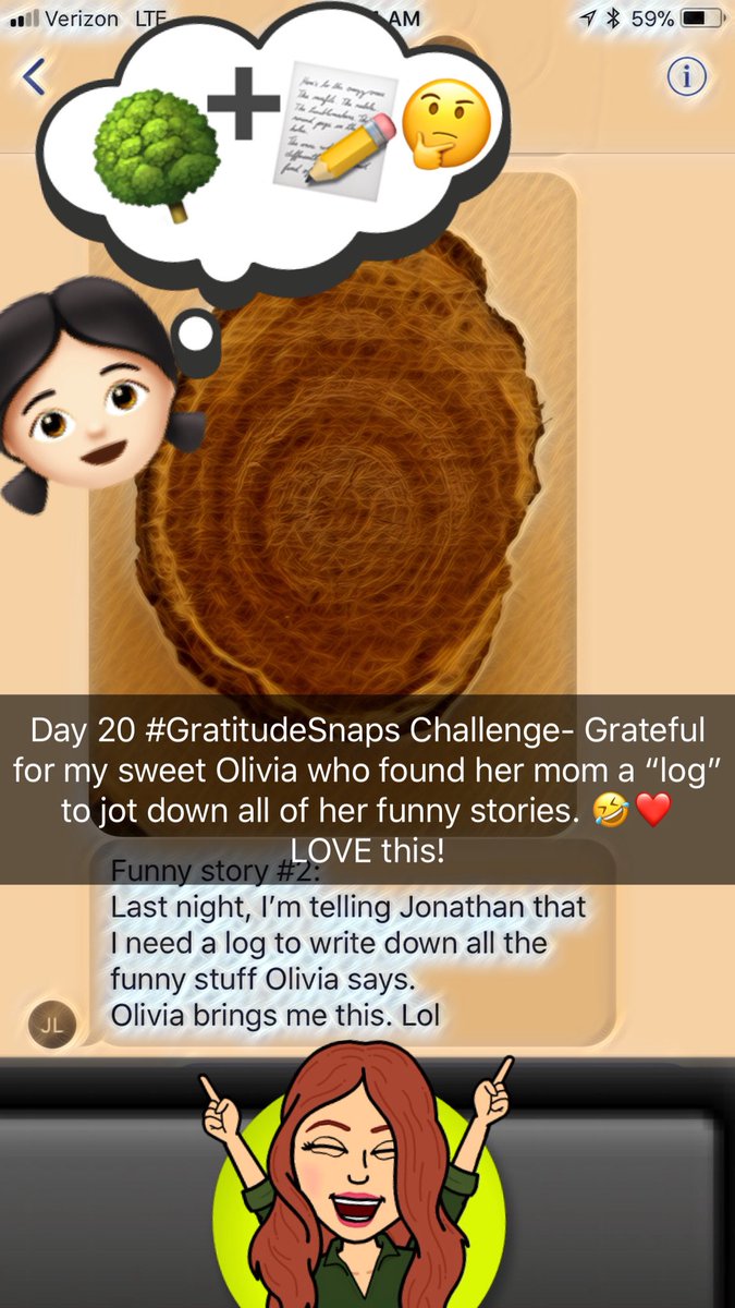 TaraMartinEDU's tweet photo. Day 20 #GratitudeSnaps Challenge- Grateful for my sweet Olivia who found her mom a “log” to jot down all of her funny stories. 🤣❤️ #4yoLogic #GottaLoveTheLittles 

#BookSnaps #tlap #LEADlap https://t.co/gOyfFNYgPW