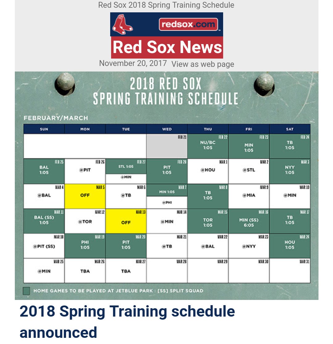 Scott Tetreault on Twitter: ".@RedSox release Spring Training schedule