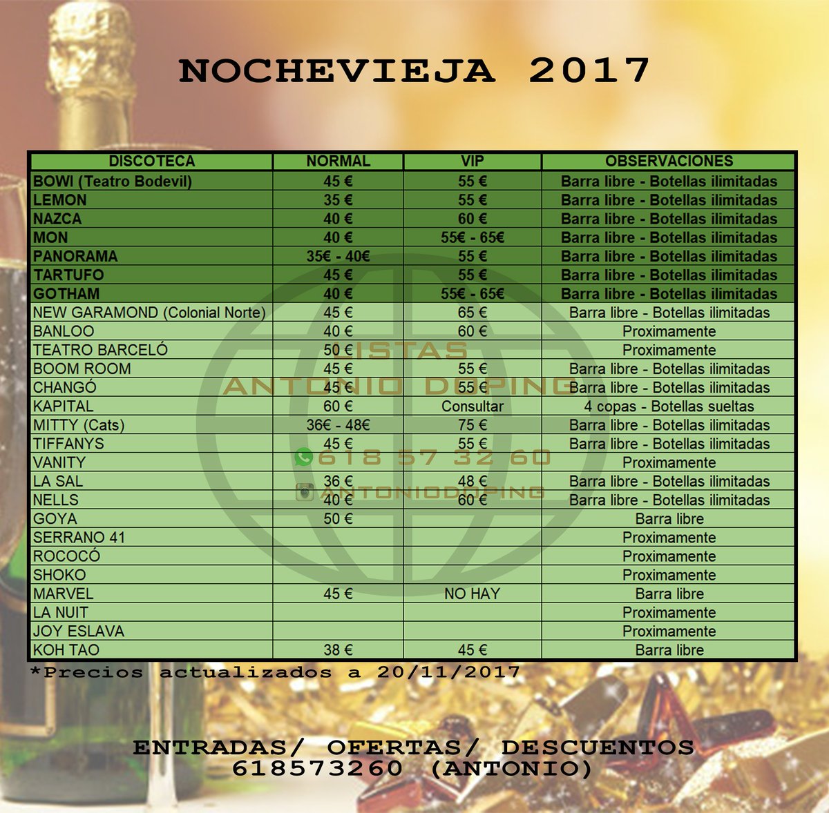 Precios Discotecas Nochevieja Madrid 2017 ! +info/ofertas/entradas: 618573260 (Antonio) #nocheviejamadrid #nochevieja2017