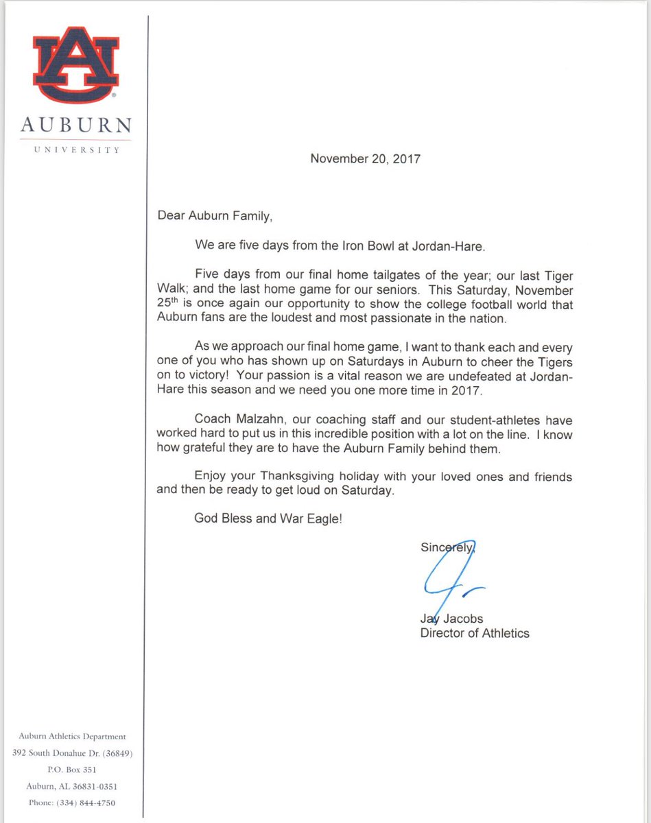 5️⃣ days until Iron Bowl 2️⃣0️⃣1️⃣7️⃣.
See you Saturday, Auburn Family!
#WarEagle