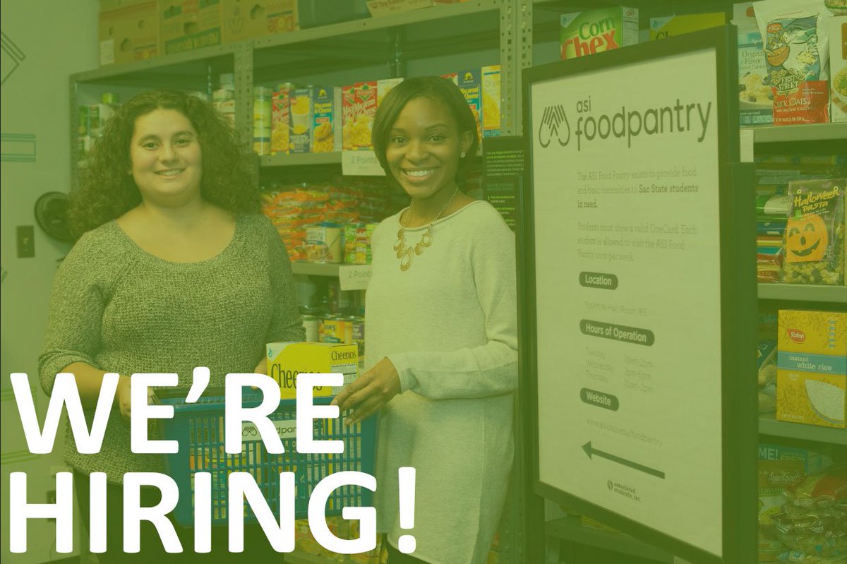 ASI has an opening for the position of Food Pantry Coordinator!! For more information about the position and to apply go to asi.csus.edu/employment/ 🎉