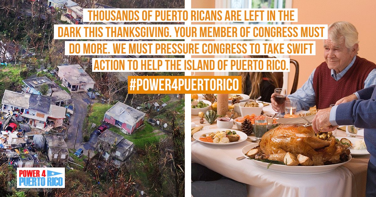 AnaMariaforNY's tweet photo. It's been 2 months since HurricanMaria. 60% of the island still doesn't have power. C'mon Congress take action now! #ThanksgivingAfterMaria https://t.co/DhFd5Xe8hv