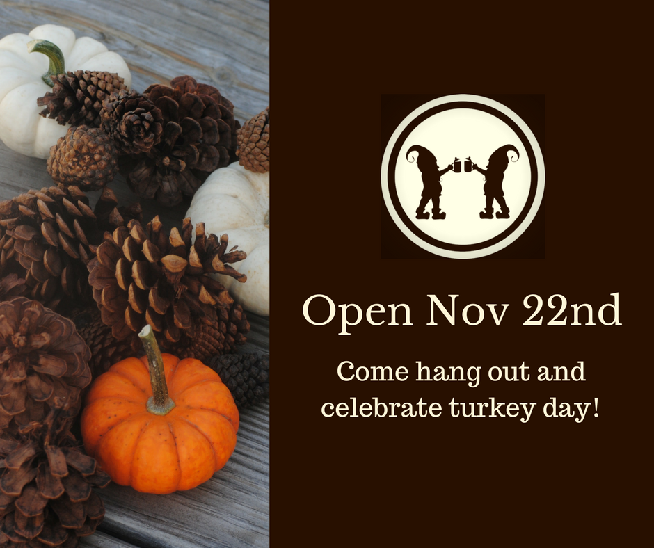 NobleSteinbeer's tweet photo. We're open from 4-11pm Wednesday, instead of Thursday, this week! Come get your Thanksgiving growler. https://t.co/aZwC5pZ2g0