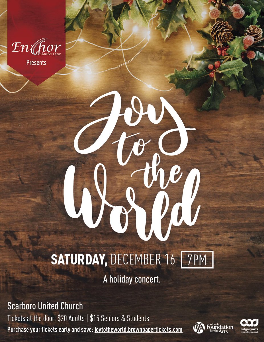 enchor's tweet photo. SAVE THE DATE: December 16 @ 7pm, @scarborounited. Our holiday concert is going to bring you into the spirit, leading the season w Joy! https://t.co/ZlKt5mreoA