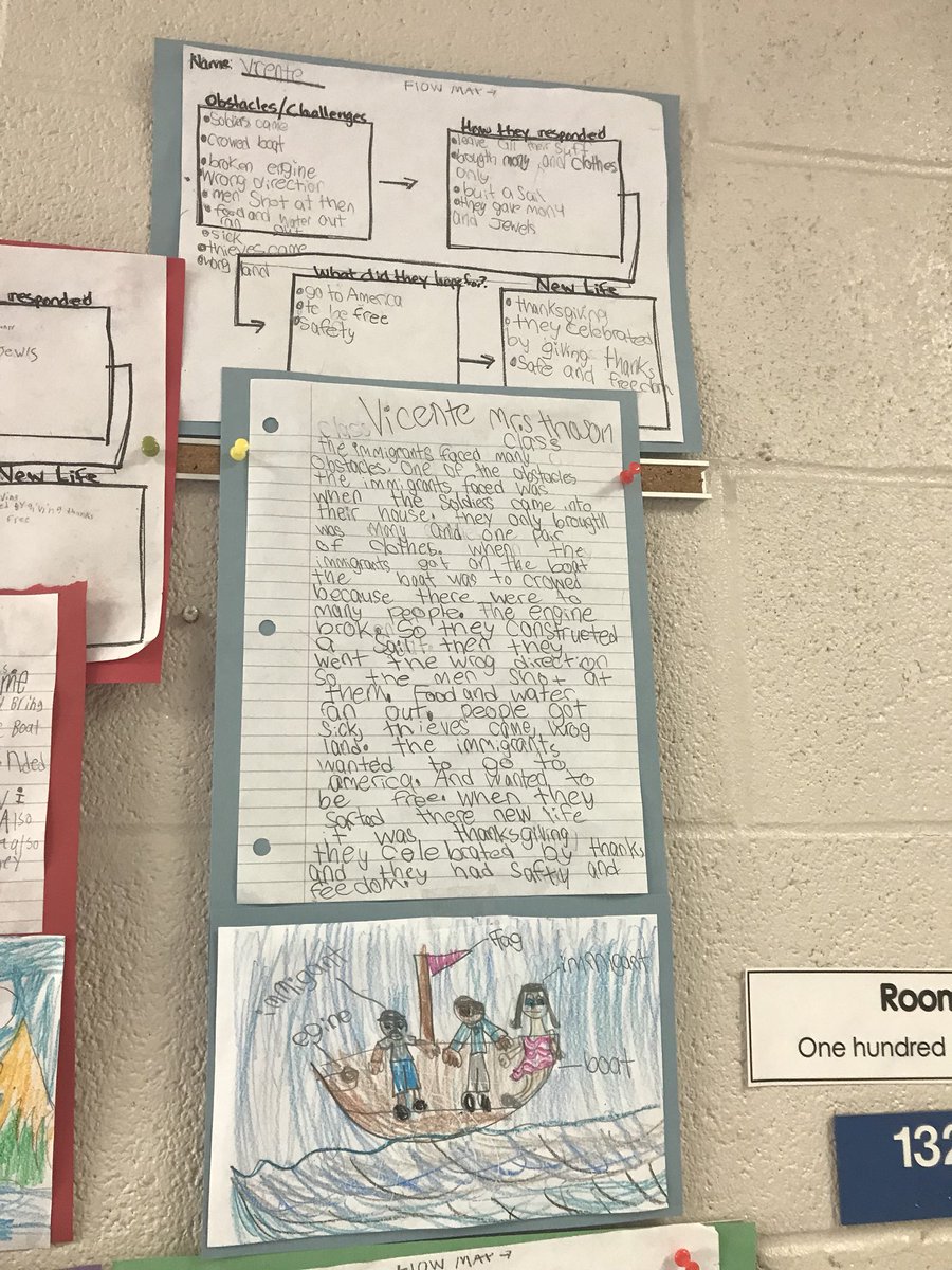 GailHillis's tweet photo. @WhitsittWildcat 2nd graders in @thomsonteaches class take notes on flow maps and write about immigration. ALL students write in response to complex text! @MetroSchools https://t.co/EJvvsMvRJo